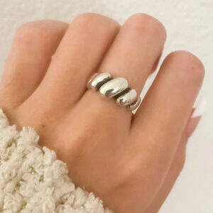 925 Sterling Silver Croissant Ring Minimalist Ring Modern Dainty Ring Band